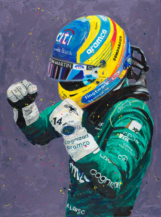 Fernando Alonso in Aston Martin Art Print